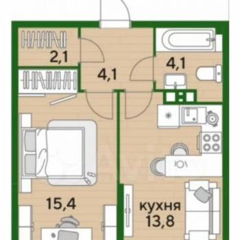 Сдается 1-комнатная квартира, 39,5 м²