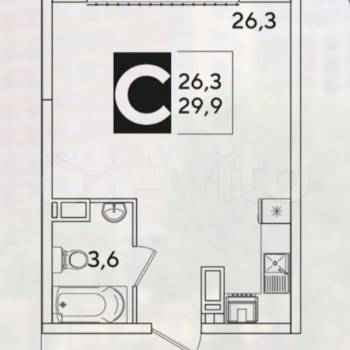 Продается 1-комнатная квартира, 30 м²