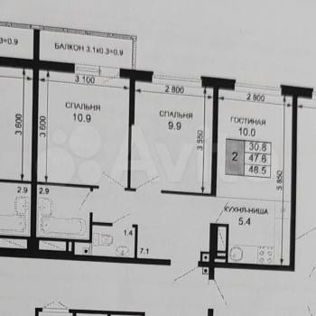 Продается 2-х комнатная квартира, 48,9 м²