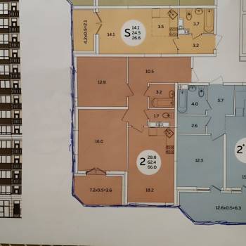 Продается 2-х комнатная квартира, 66 м²