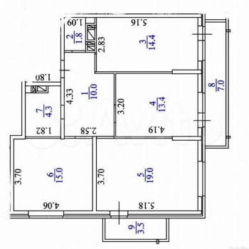 Продается 3-х комнатная квартира, 77,9 м²