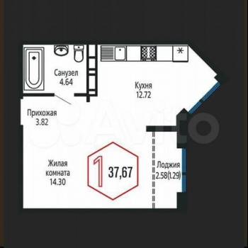Продается 1-комнатная квартира, 38,2 м²