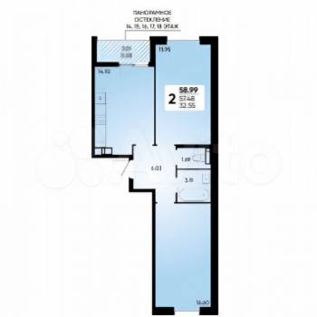 Продается 2-х комнатная квартира, 60 м²