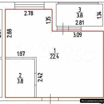 Продается 1-комнатная квартира, 26,2 м²