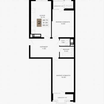 Продается 2-х комнатная квартира, 65 м²