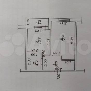Продается 1-комнатная квартира, 44,1 м²