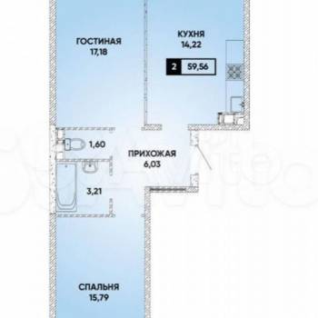 Продается 2-х комнатная квартира, 60,8 м²