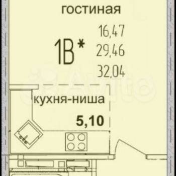 Продается 1-комнатная квартира, 32,1 м²