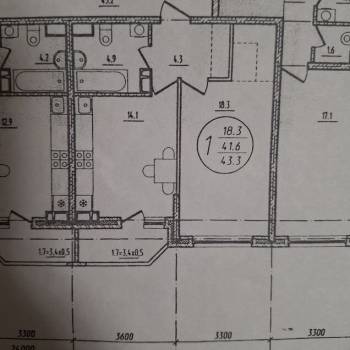 Продается 1-комнатная квартира, 43,3 м²