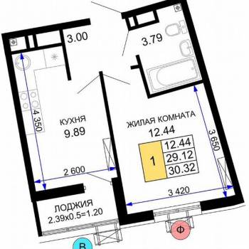 Продается 1-комнатная квартира, 30,3 м²