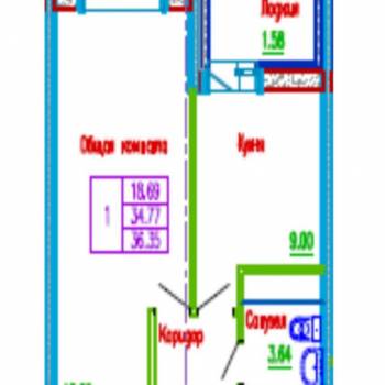 Продается 1-комнатная квартира, 36 м²