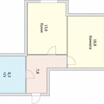 Продается 1-комнатная квартира, 52,8 м²
