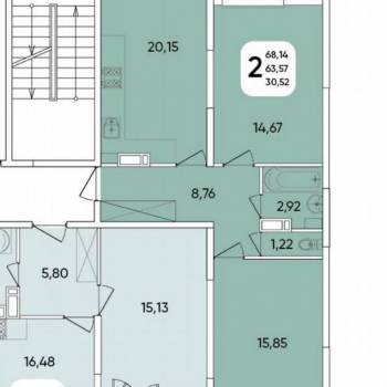 Продается 2-х комнатная квартира, 68,1 м²