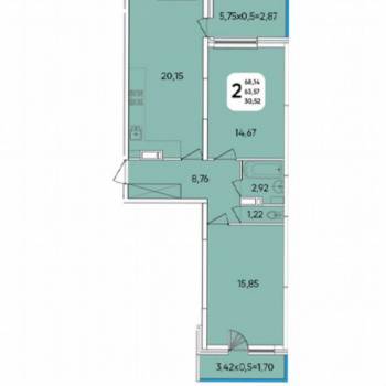 Продается 2-х комнатная квартира, 68,1 м²