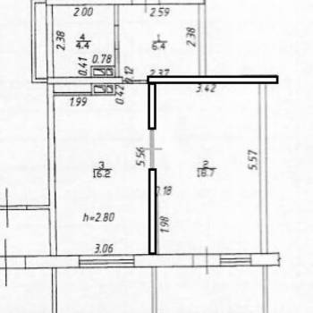 Продается 1-комнатная квартира, 45,7 м²