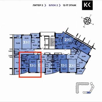 Продается 1-комнатная квартира, 45,8 м²