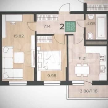 Продается 2-х комнатная квартира, 49,4 м²
