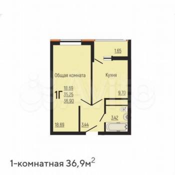Продается 1-комнатная квартира, 34,8 м²