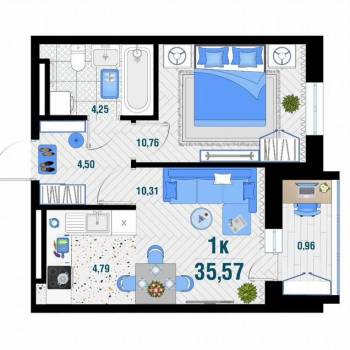 Продается 1-комнатная квартира, 38 м²