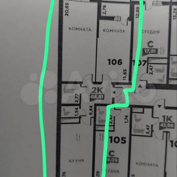 Продается 2-х комнатная квартира, 65 м²