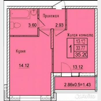 Продается 1-комнатная квартира, 36,6 м²