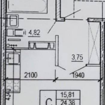 Продается 1-комнатная квартира, 25,46 м²
