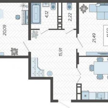 Продается 2-х комнатная квартира, 82,19 м²