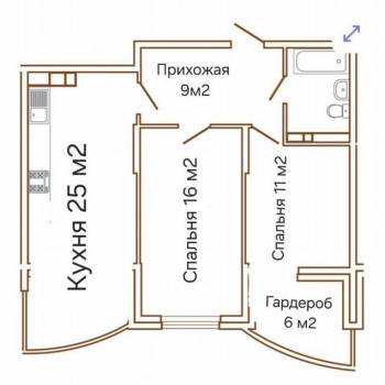 Продается 2-х комнатная квартира, 72 м²