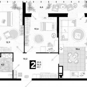 Сдается Многокомнатная квартира, 64 м²