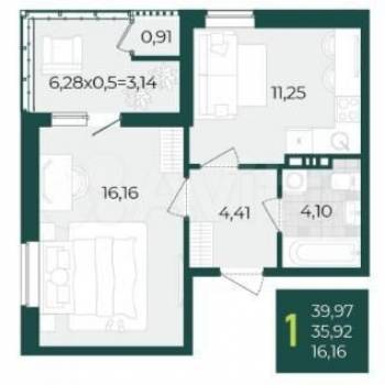 Сдается 1-комнатная квартира, 40,2 м²