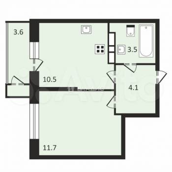Продается 1-комнатная квартира, 34 м²
