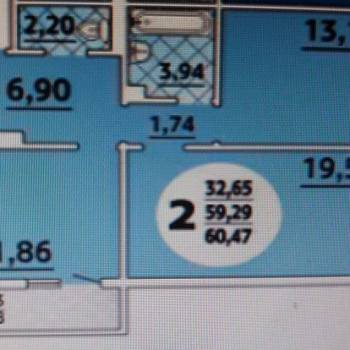 Продается 2-х комнатная квартира, 59,1 м²