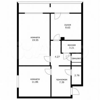 Сдается 2-х комнатная квартира, 60 м²