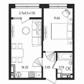 Продается 1-комнатная квартира, 35 м²
