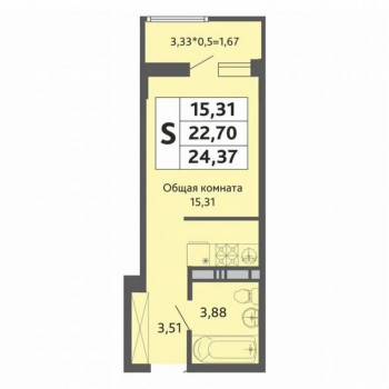 Продается 1-комнатная квартира, 25 м²