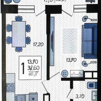 Сдается 1-комнатная квартира, 38,6 м²