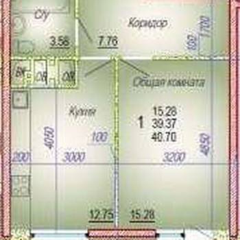 Продается 1-комнатная квартира, 39,8 м²
