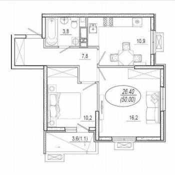Продается 2-х комнатная квартира, 49 м²