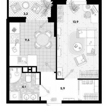 Продается 1-комнатная квартира, 33,6 м²