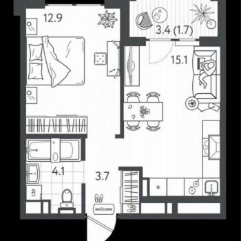 Продается 2-х комнатная квартира, 36 м²