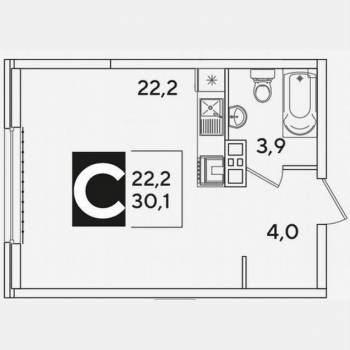 Продается 1-комнатная квартира, 30,1 м²