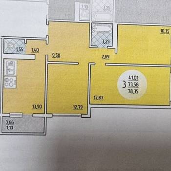 Продается 3-х комнатная квартира, 78 м²