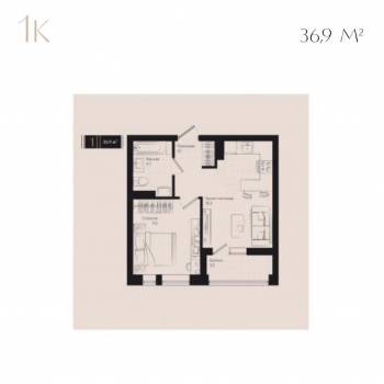 Продается 1-комнатная квартира, 36,9 м²