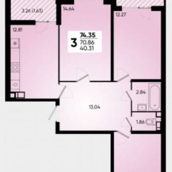 Продается 3-х комнатная квартира, 75 м²