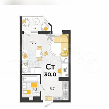Продается 1-комнатная квартира, 30 м²