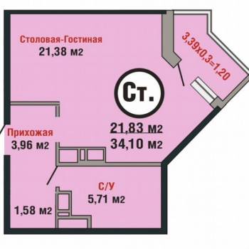 Продается 1-комнатная квартира, 32,9 м²