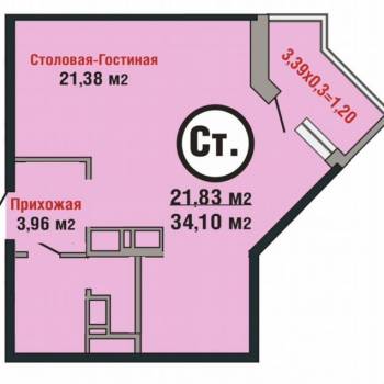 Продается 1-комнатная квартира, 32,9 м²