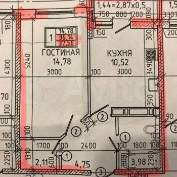 Продается 1-комнатная квартира, 37,8 м²