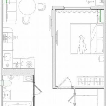 Продается 1-комнатная квартира, 42,9 м²