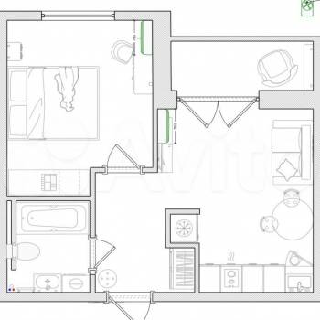 Сдается 1-комнатная квартира, 35 м²